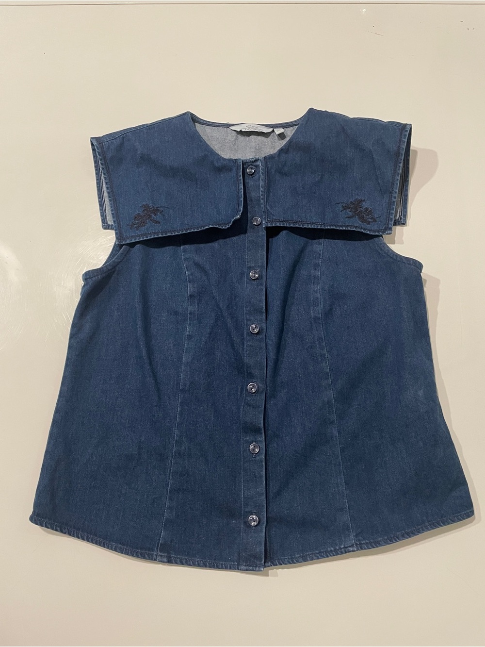 & Other Stories denim oversize collar blouse